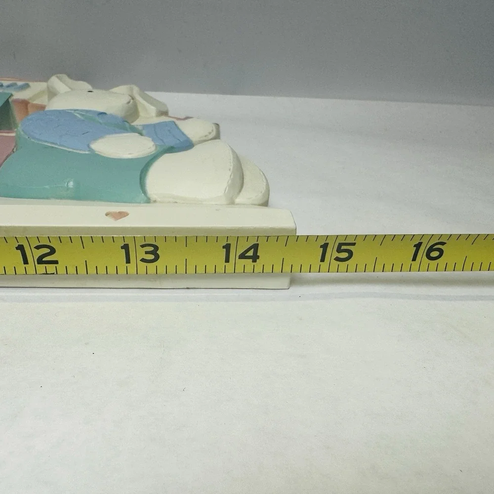 Vintage Homco Wall Hanging Mirror and Shelf Set I Love You Bunnies Balloons 7613